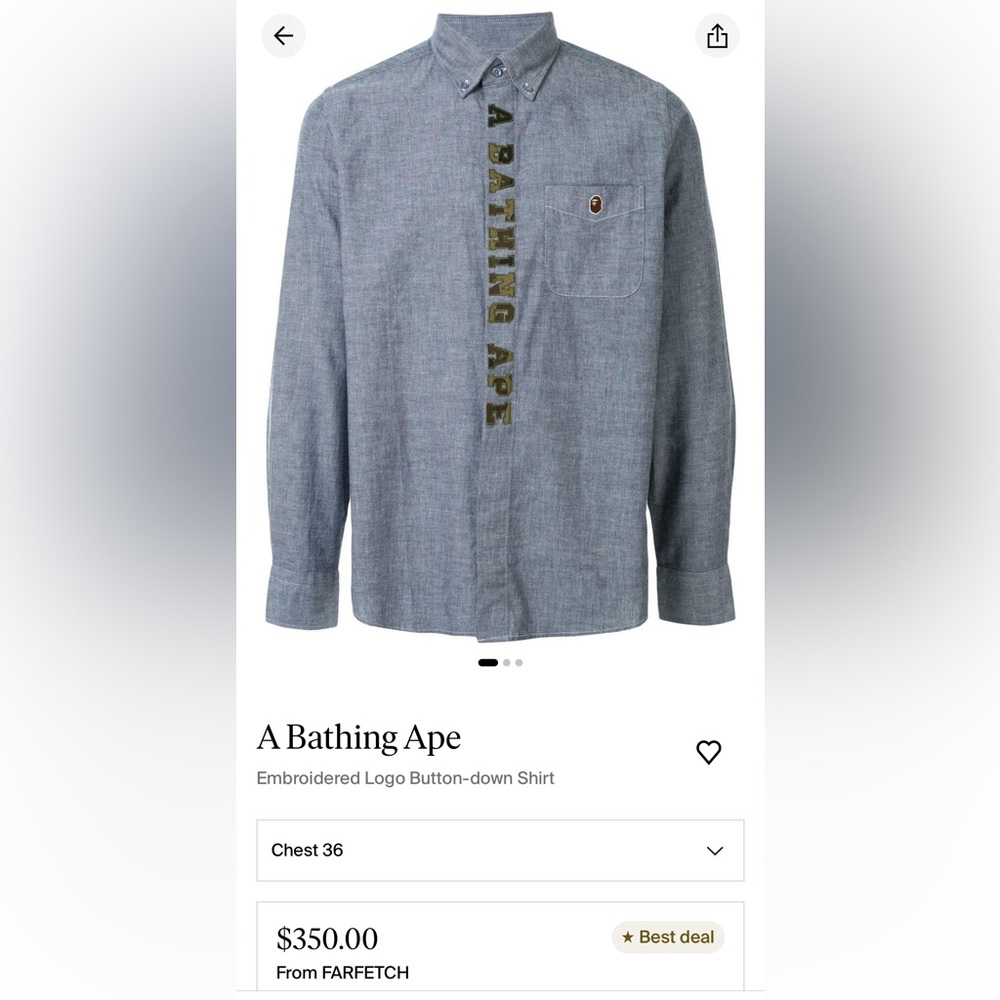 A Bathing Ape BAPE embroidered logo button-down shirt